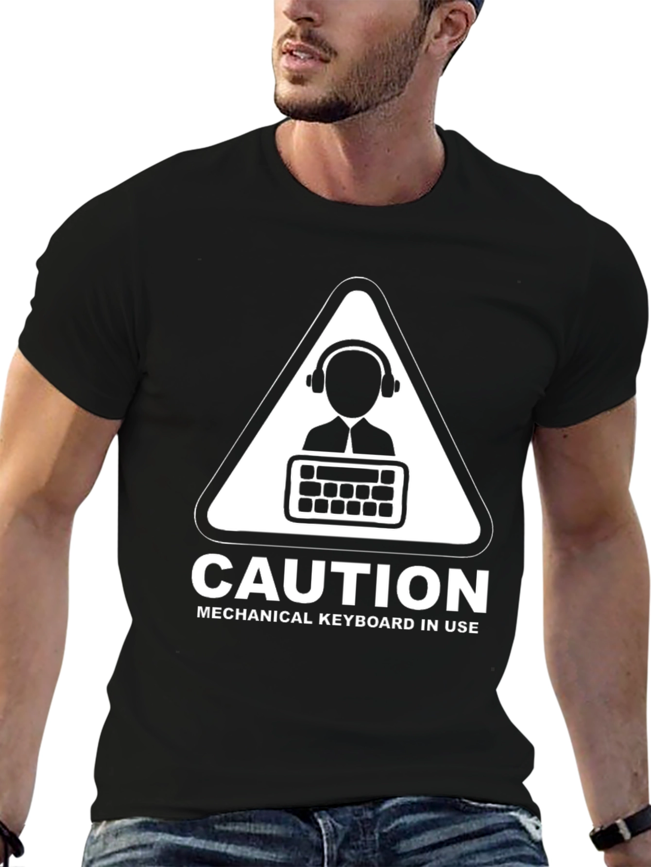 Caution Mechanical Keyboard T-Shirt Funny Gamer Tee