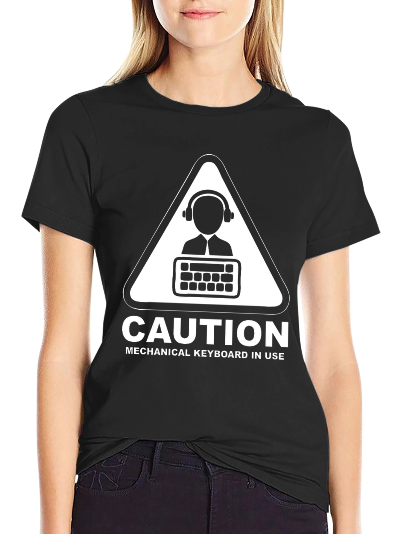 Caution Mechanical Keyboard T-Shirt Funny Gamer Tee
