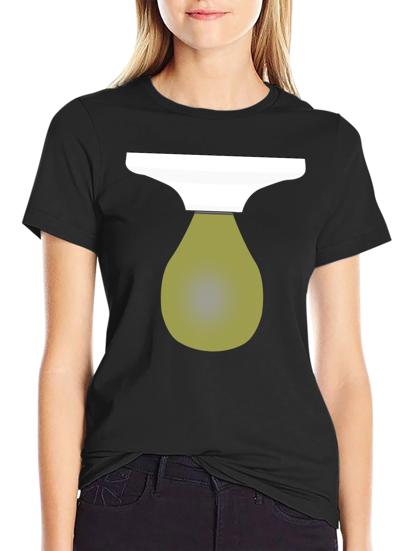 Modern Graphic Print T-Shirt - Olive Bulb Design