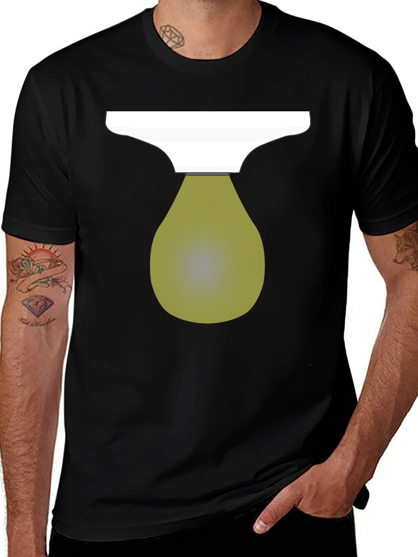 Modern Graphic Print T-Shirt - Olive Bulb Design