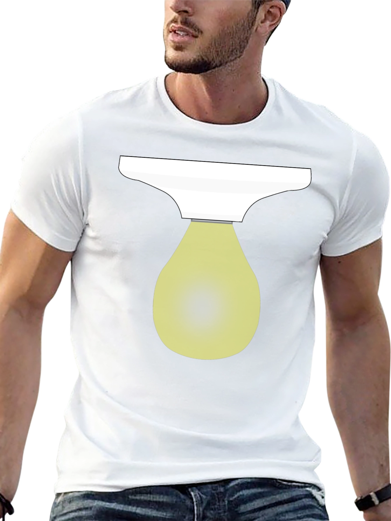 Modern Graphic Print T-Shirt - Olive Bulb Design