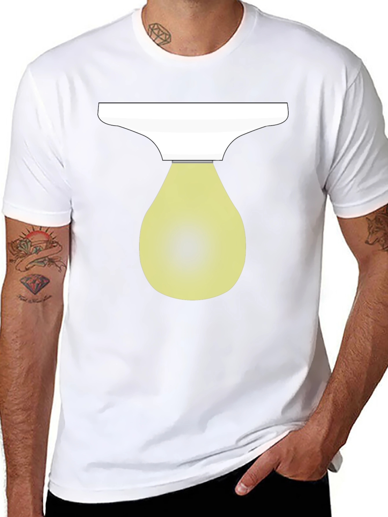 Modern Graphic Print T-Shirt - Olive Bulb Design
