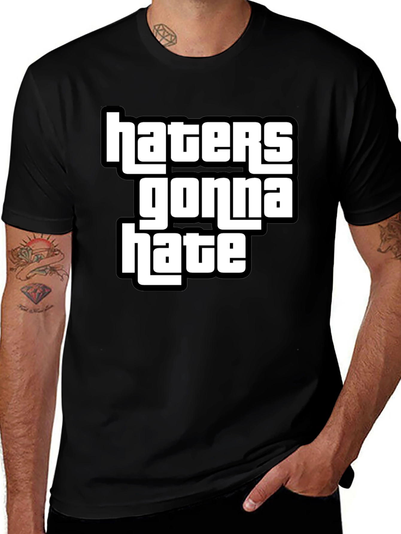 Haters Gonna Hate Graphic T-Shirt Black Cotton