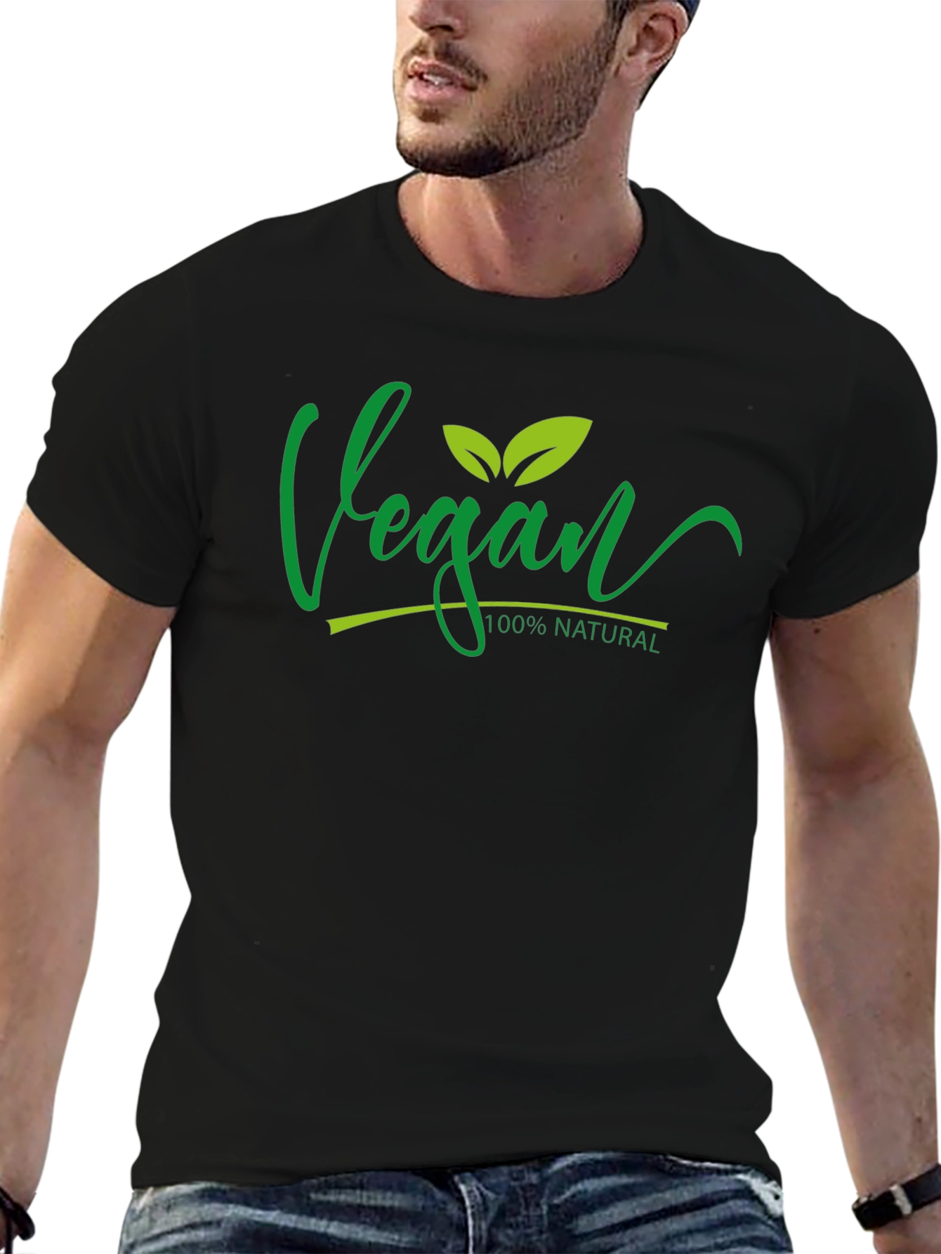 Vegan 100% Natural Black T-Shirt