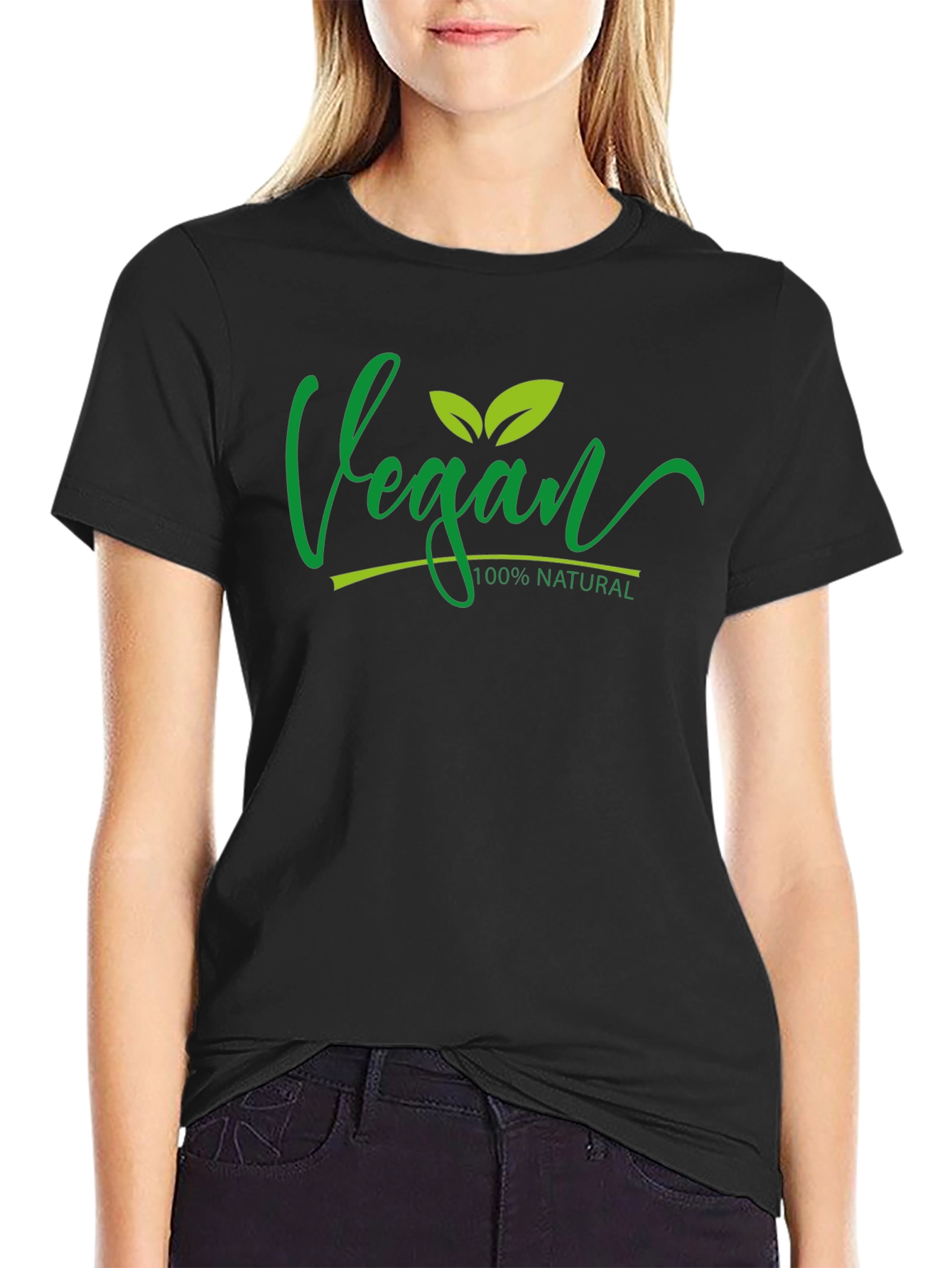 Vegan 100% Natural Black T-Shirt