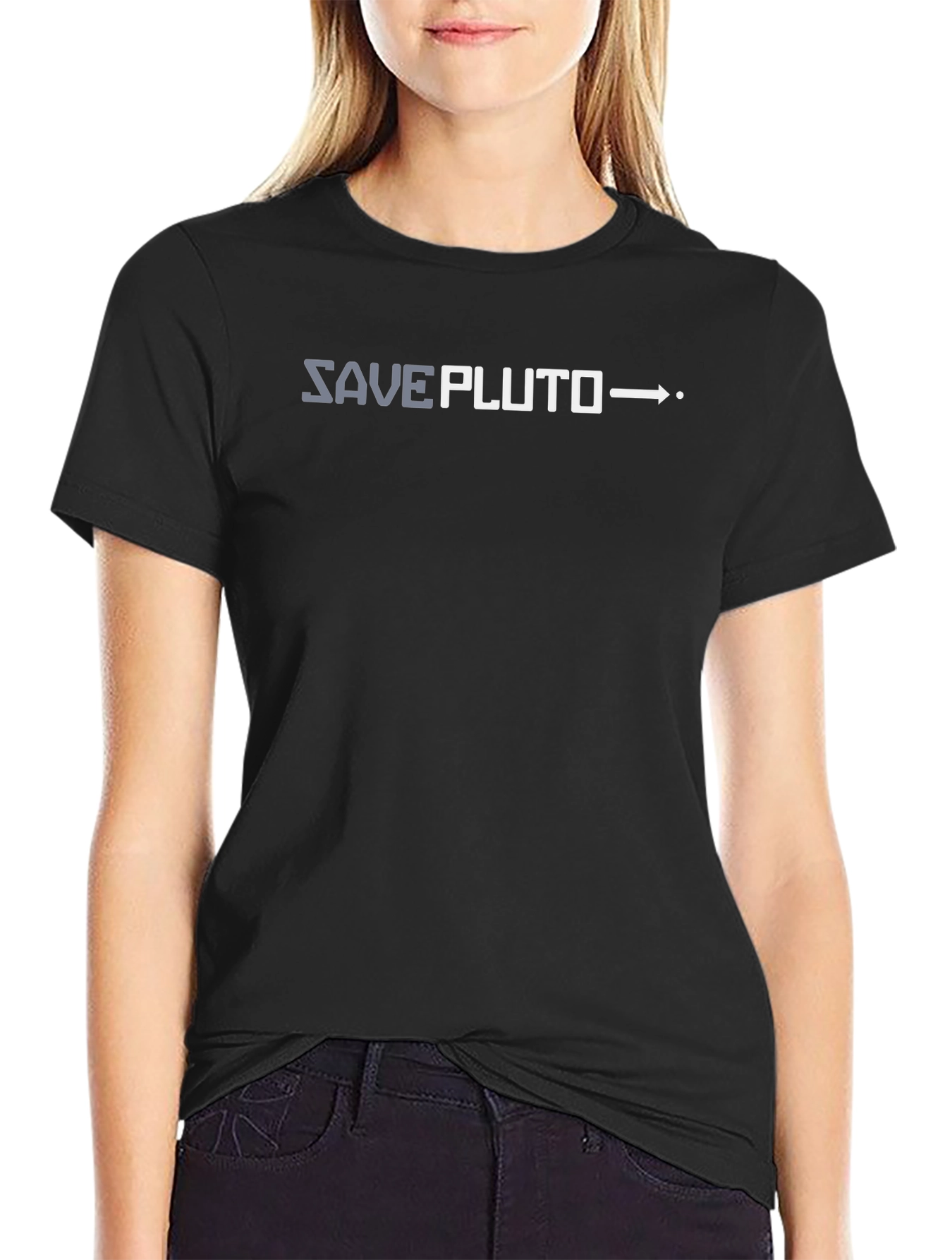 Save Pluto Black T-Shirt - Space Advocacy Tee
