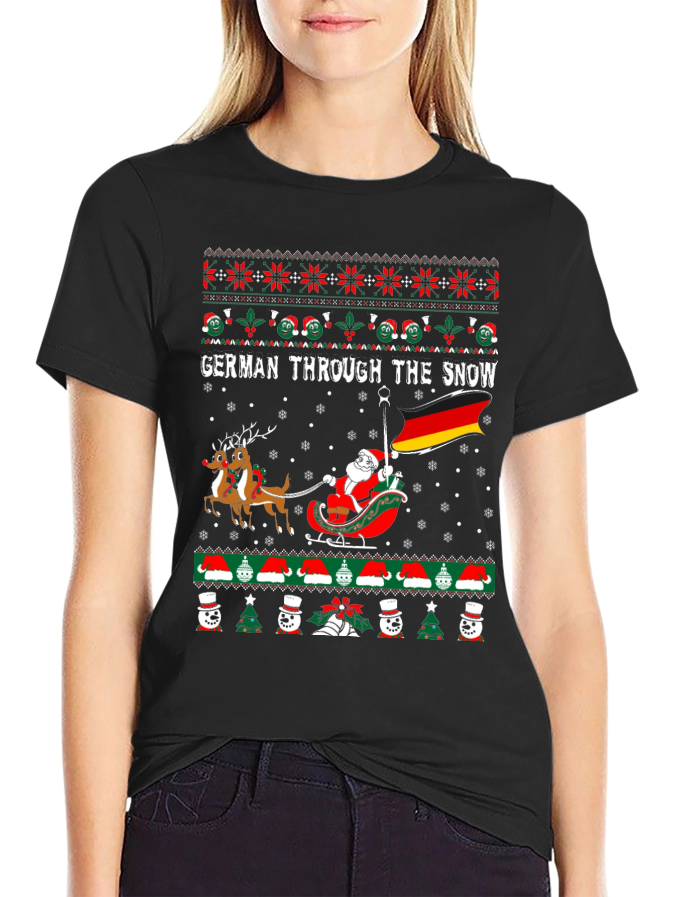 German Through the Snow Ugly Christmas T-Shirt