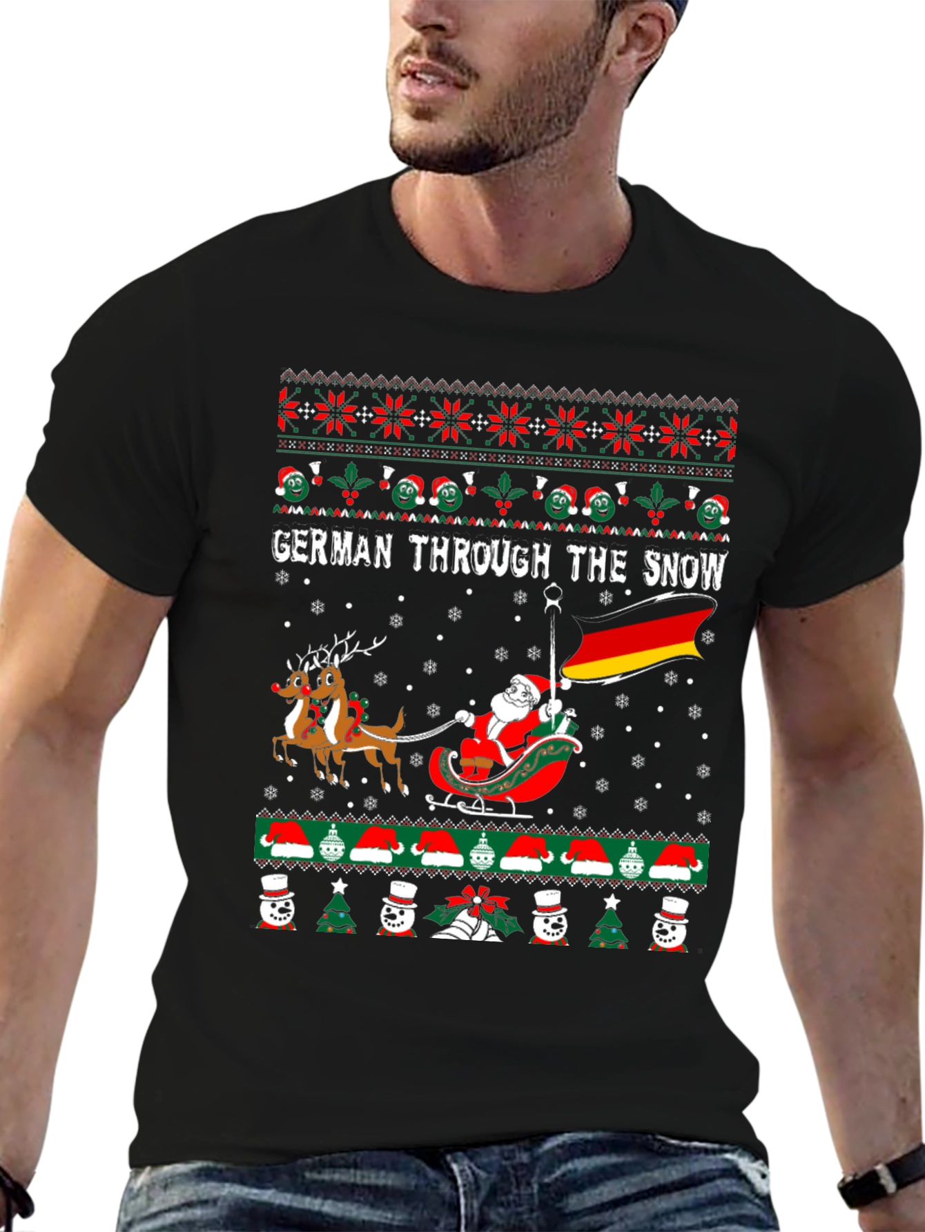 German Through the Snow Ugly Christmas T-Shirt
