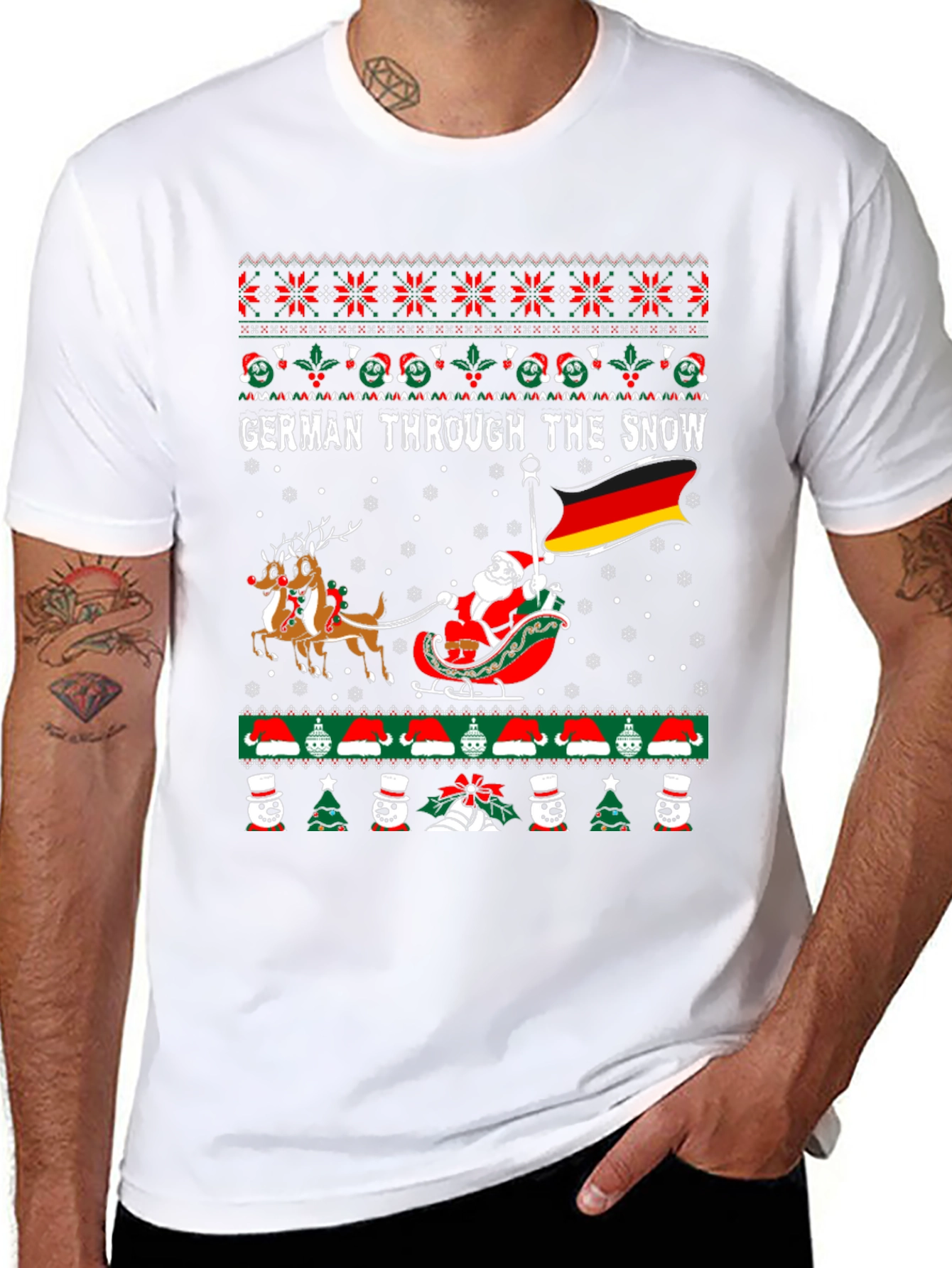 German Through the Snow Ugly Christmas T-Shirt