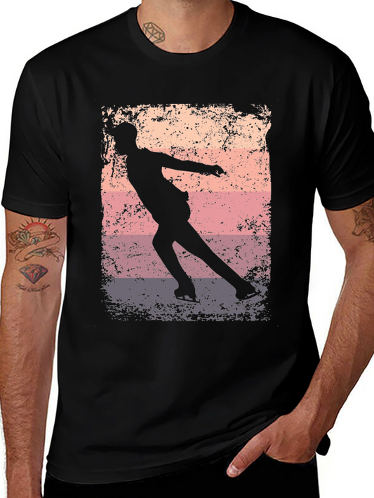 Vintage Ice Skater Graphic Tee - Black Unisex T-Shirt