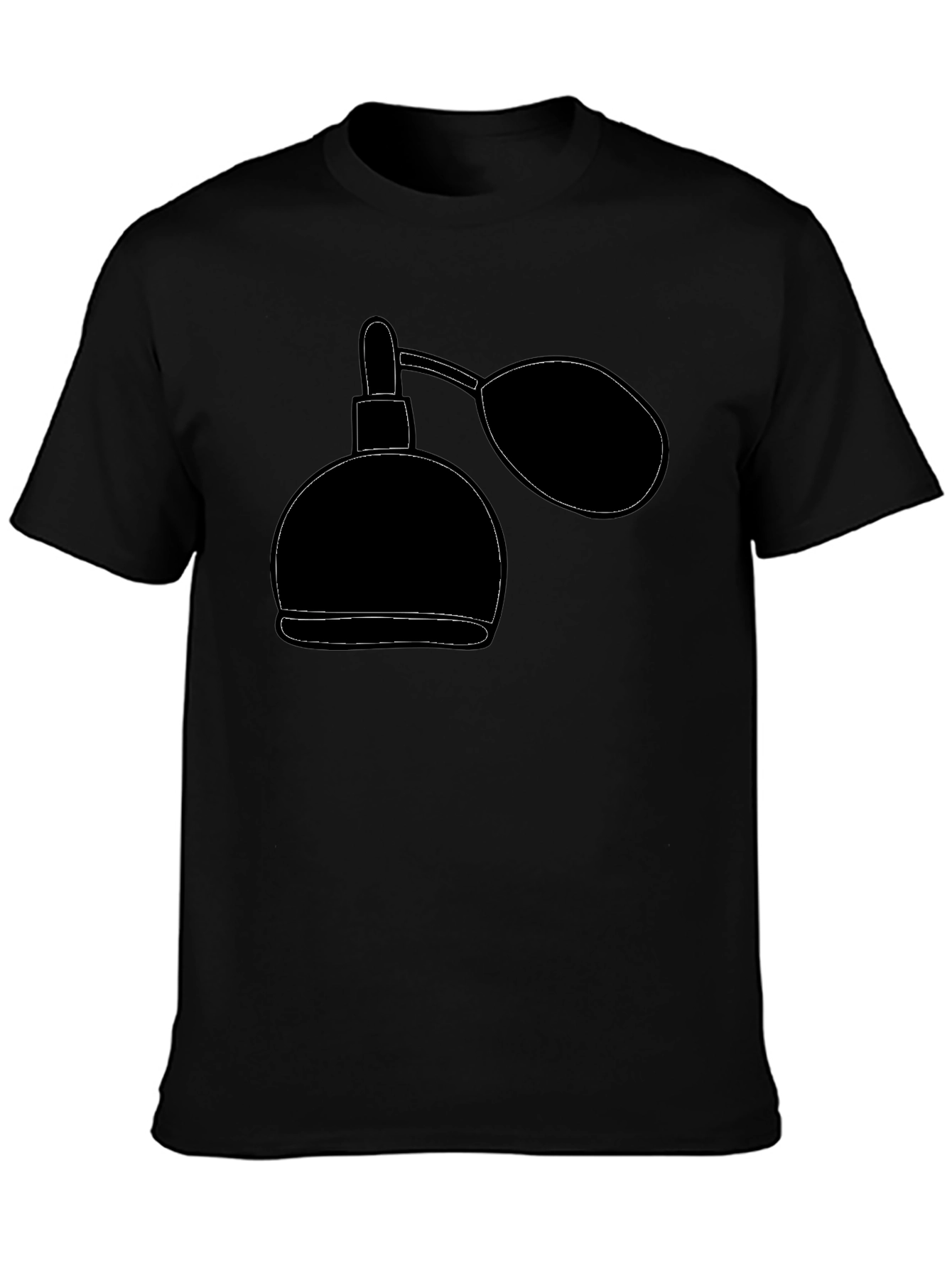 Retro Perfume Bottle Graphic Tee - Stylish Black T-Shirt
