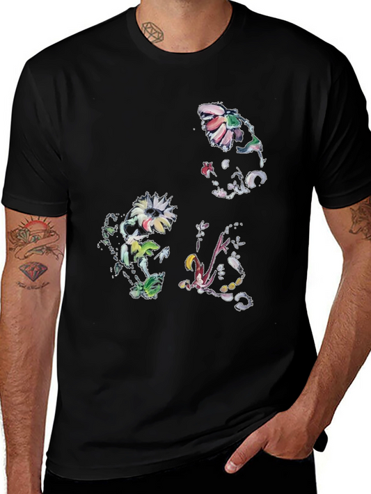 Floral Print Graphic Tee - Black
