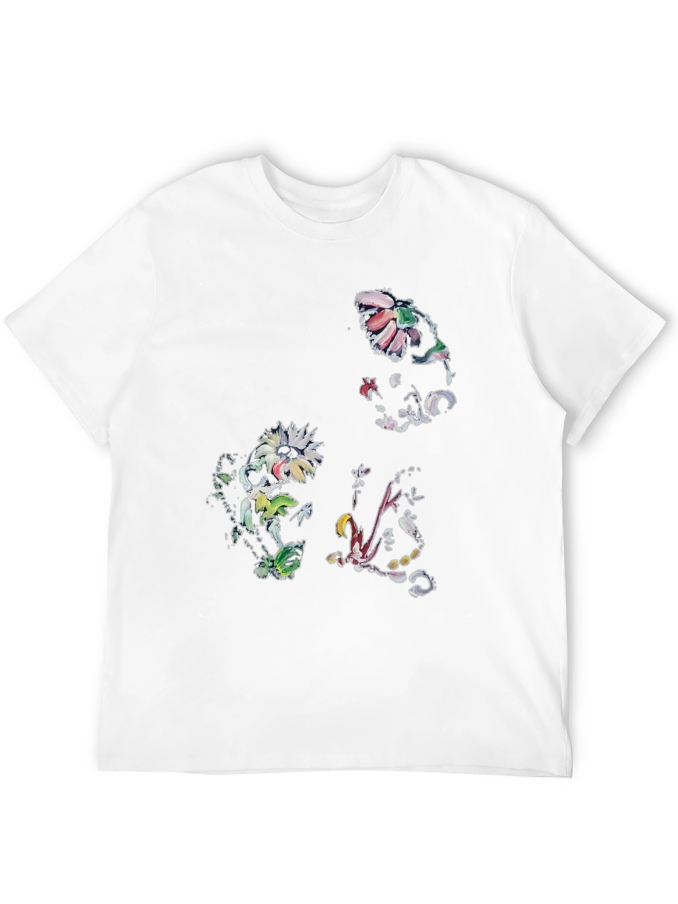Floral Print Graphic Tee - Black