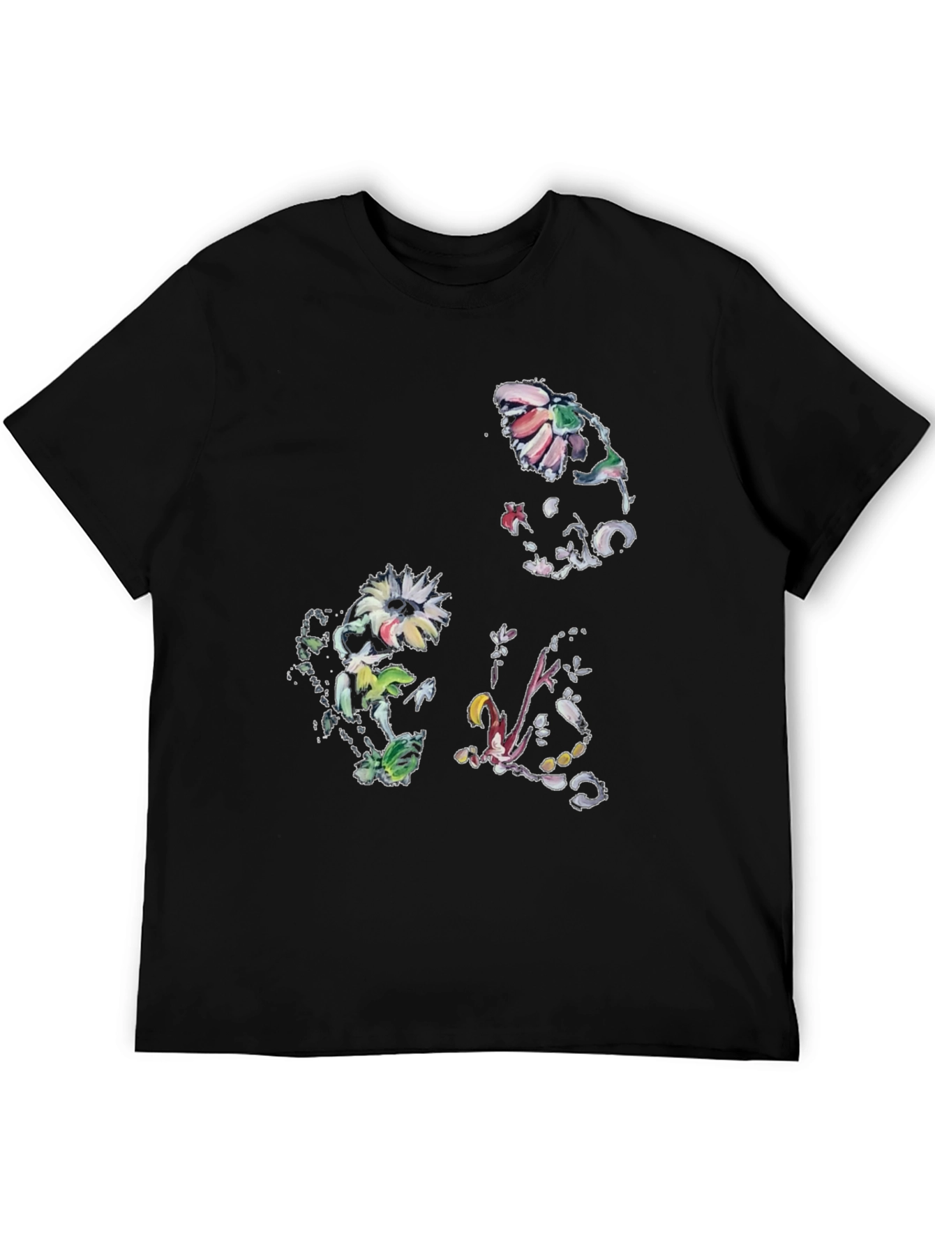 Floral Print Graphic Tee - Black