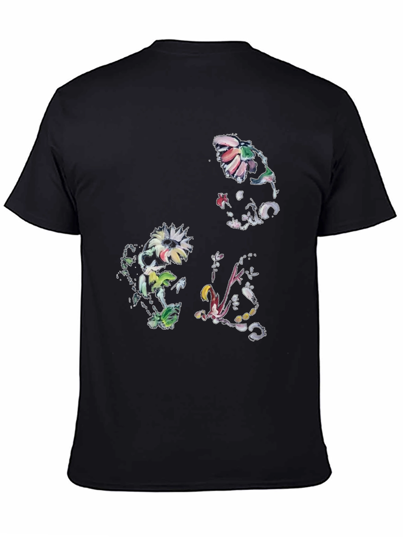 Floral Print Graphic Tee - Black