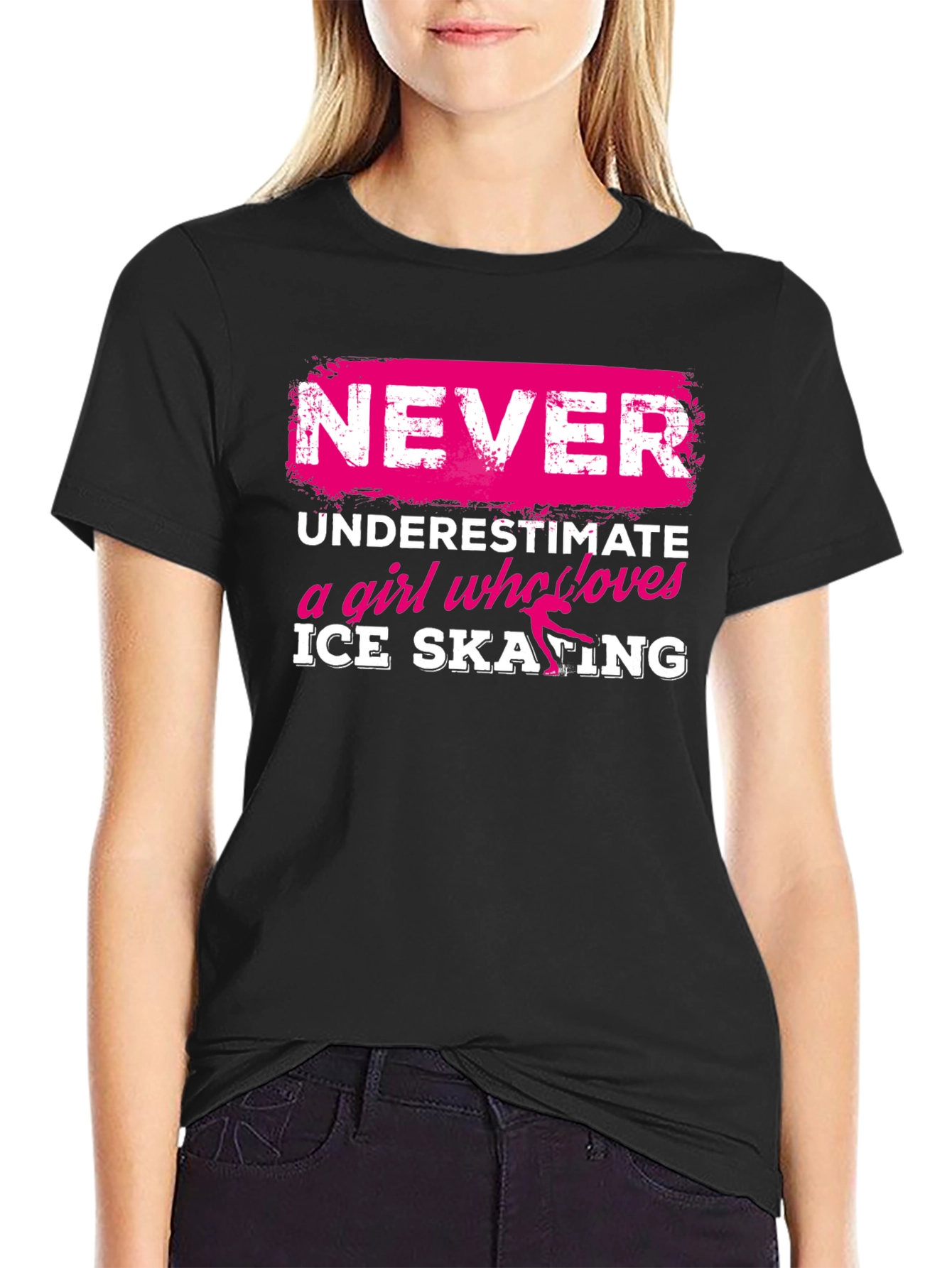 Never Underestimate Ice Skating Girl T-Shirt