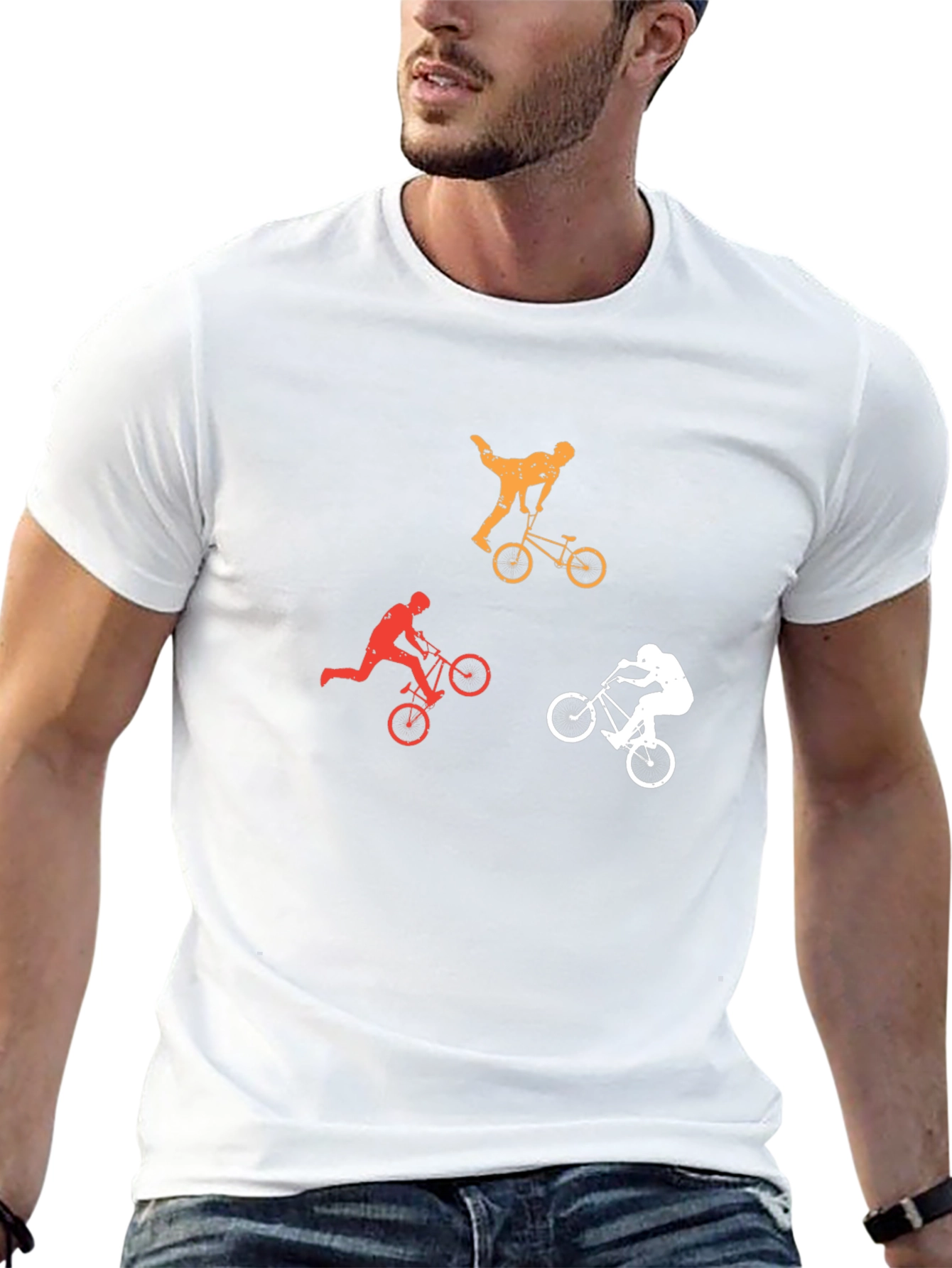 Cool BMX Rider Silhouette Graphic T-Shirt