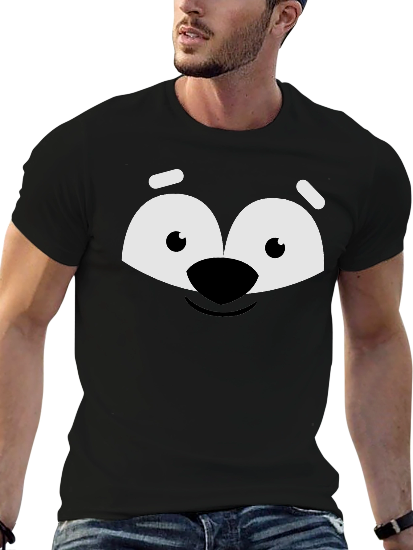 Cartoon Face Graphic Tee - Black Unisex Shirt