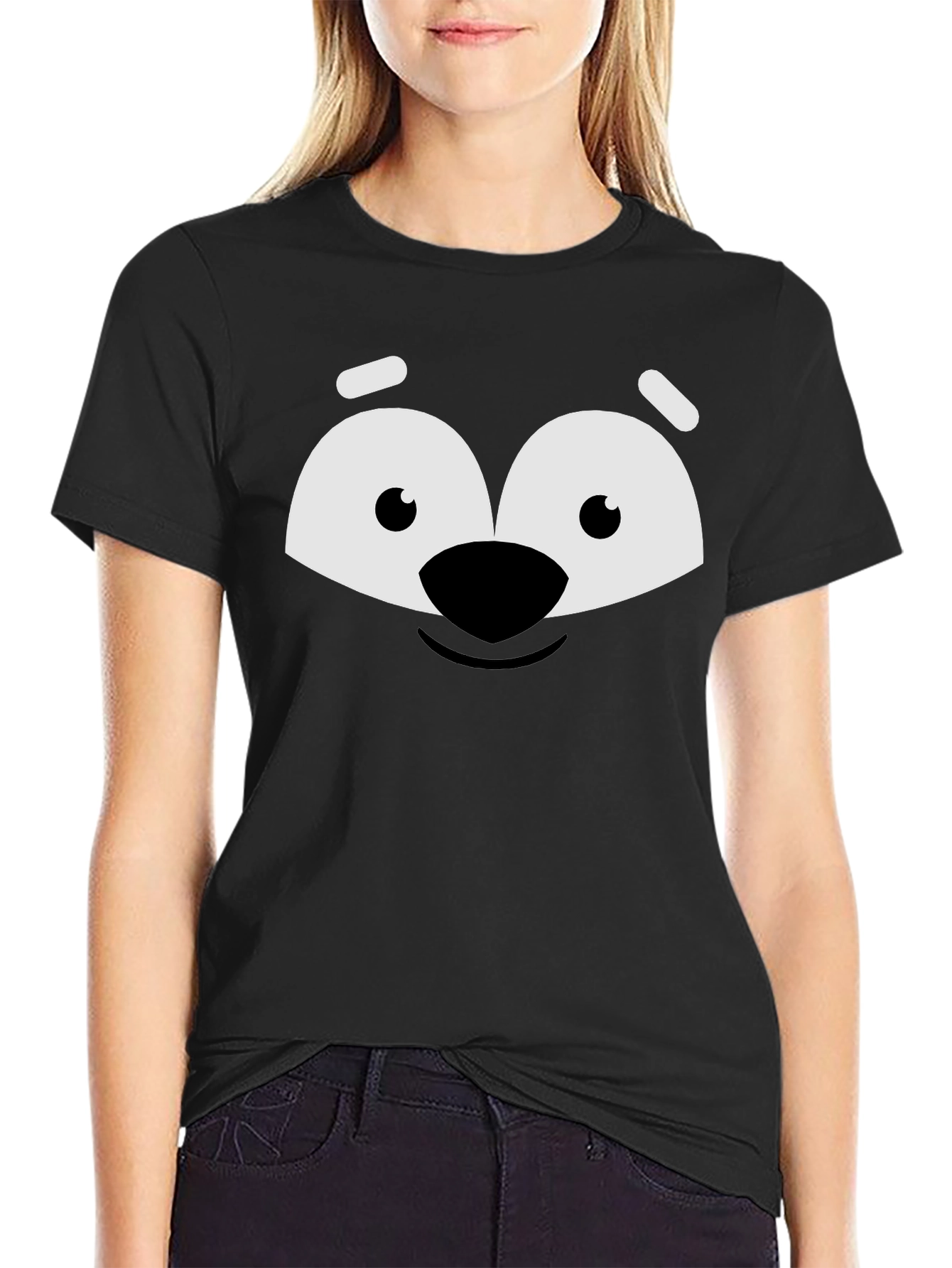 Cartoon Face Graphic Tee - Black Unisex Shirt
