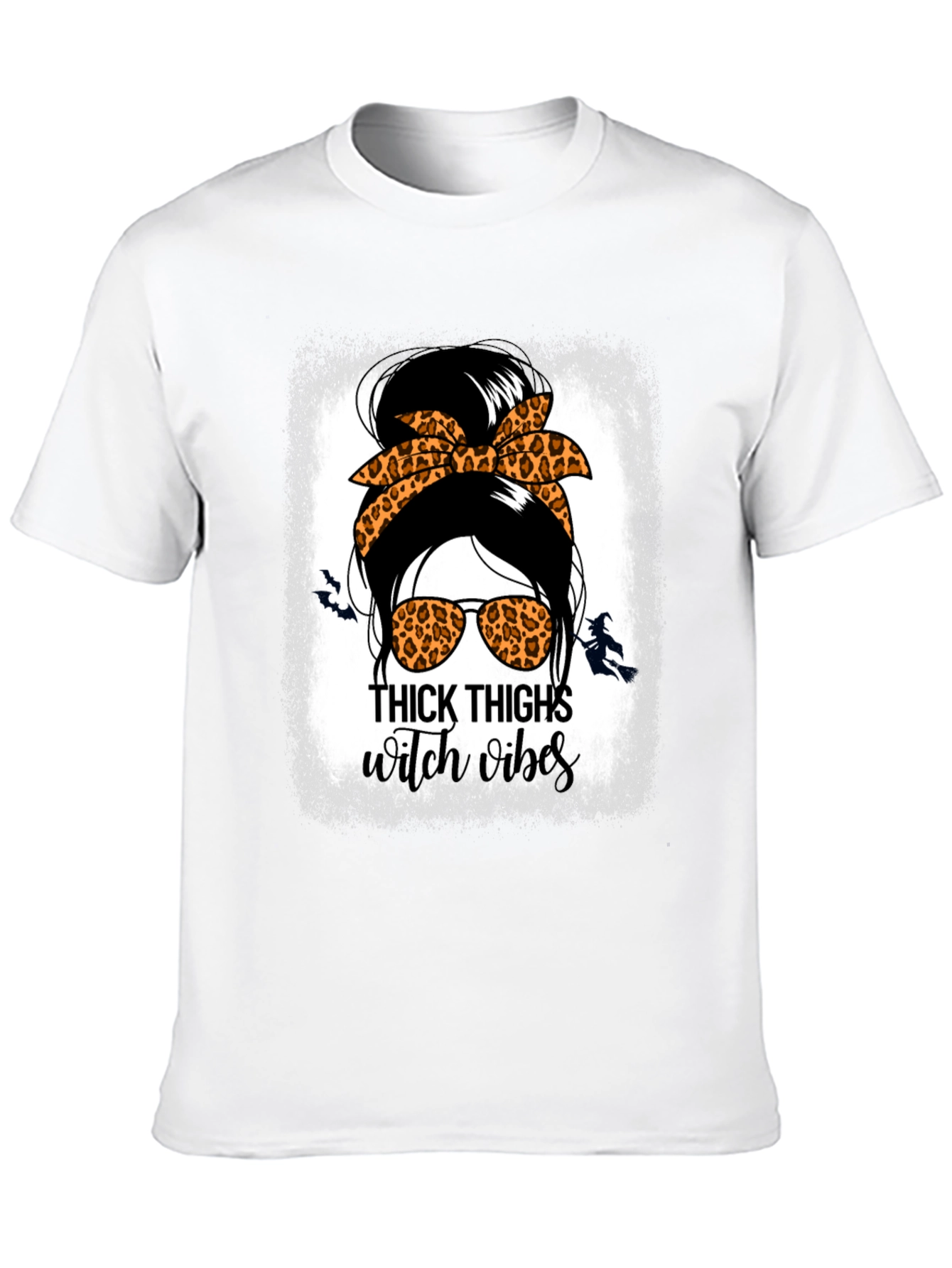 Thick Thighs Witch Vibes Messy Bun T-Shirt