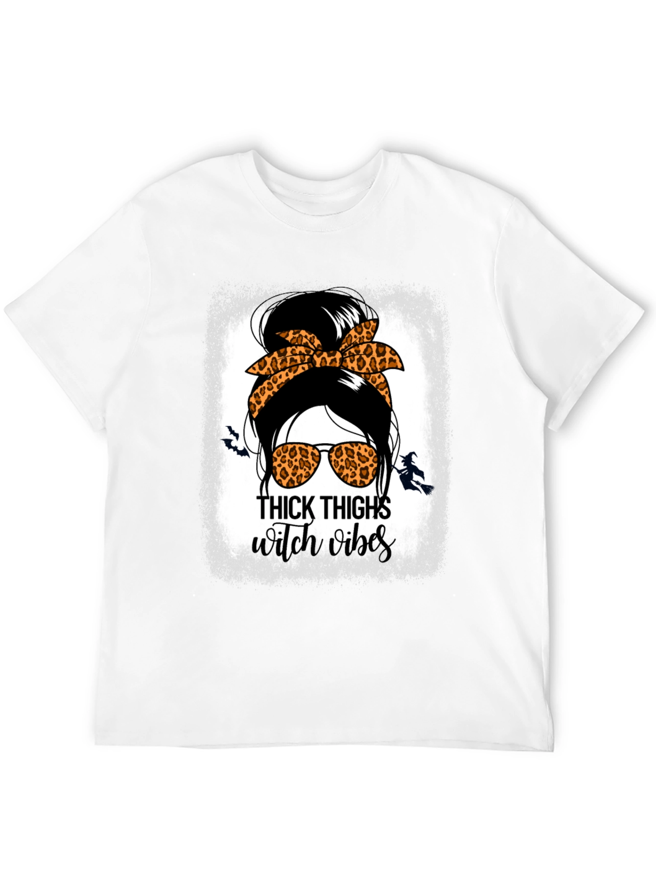 Thick Thighs Witch Vibes Messy Bun T-Shirt