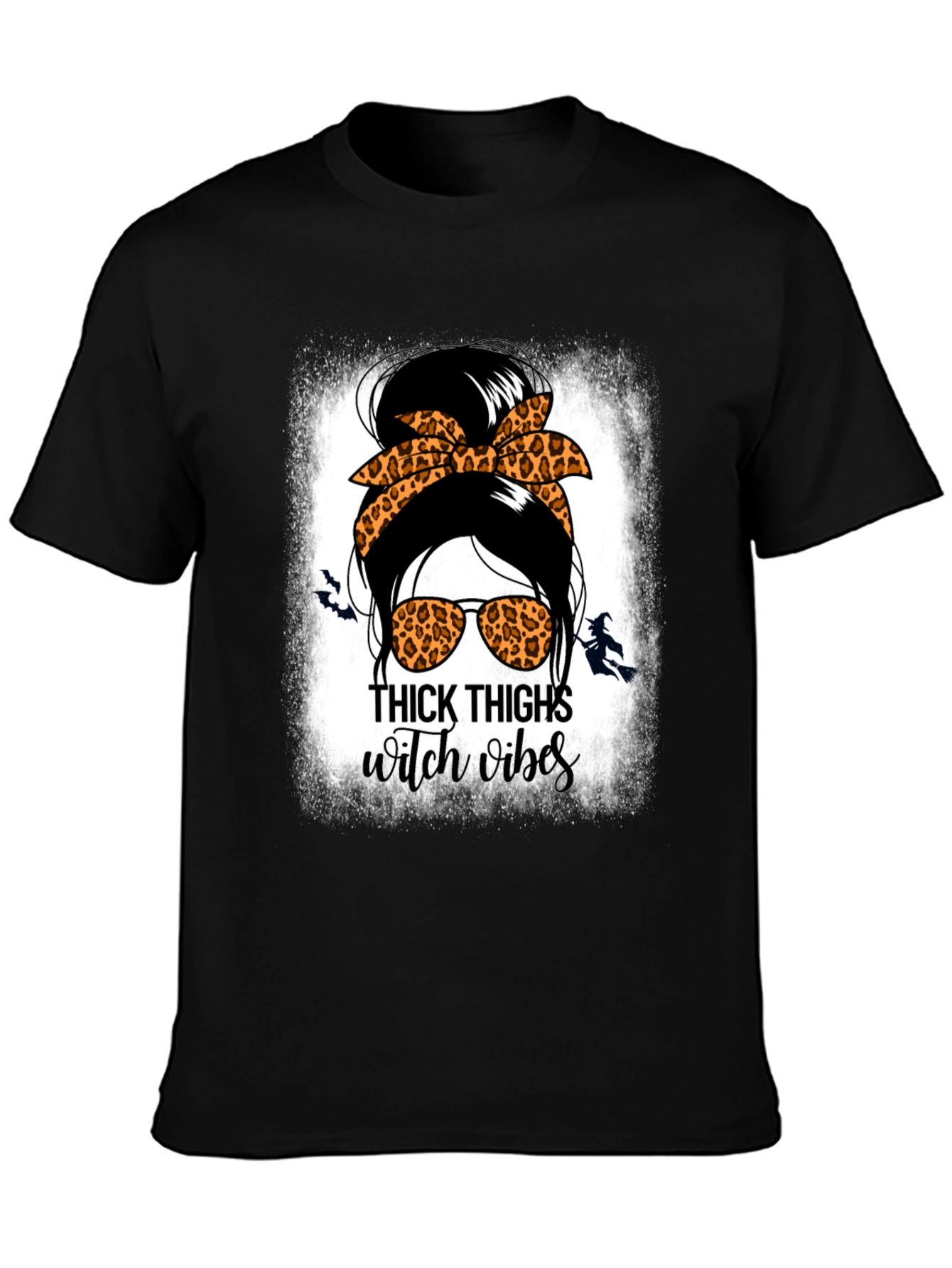 Thick Thighs Witch Vibes Messy Bun T-Shirt