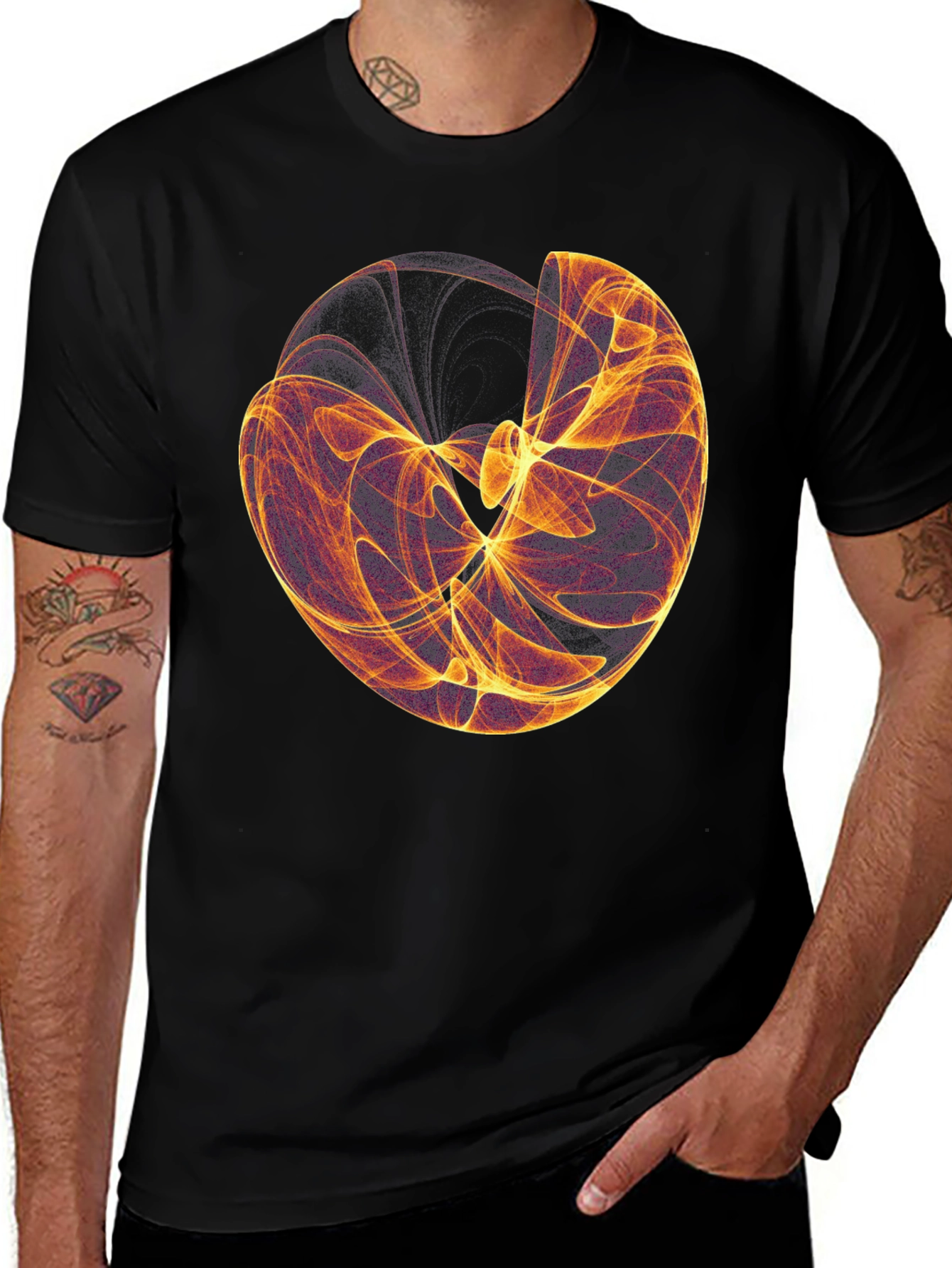 Abstract Sphere Graphic Black T-Shirt