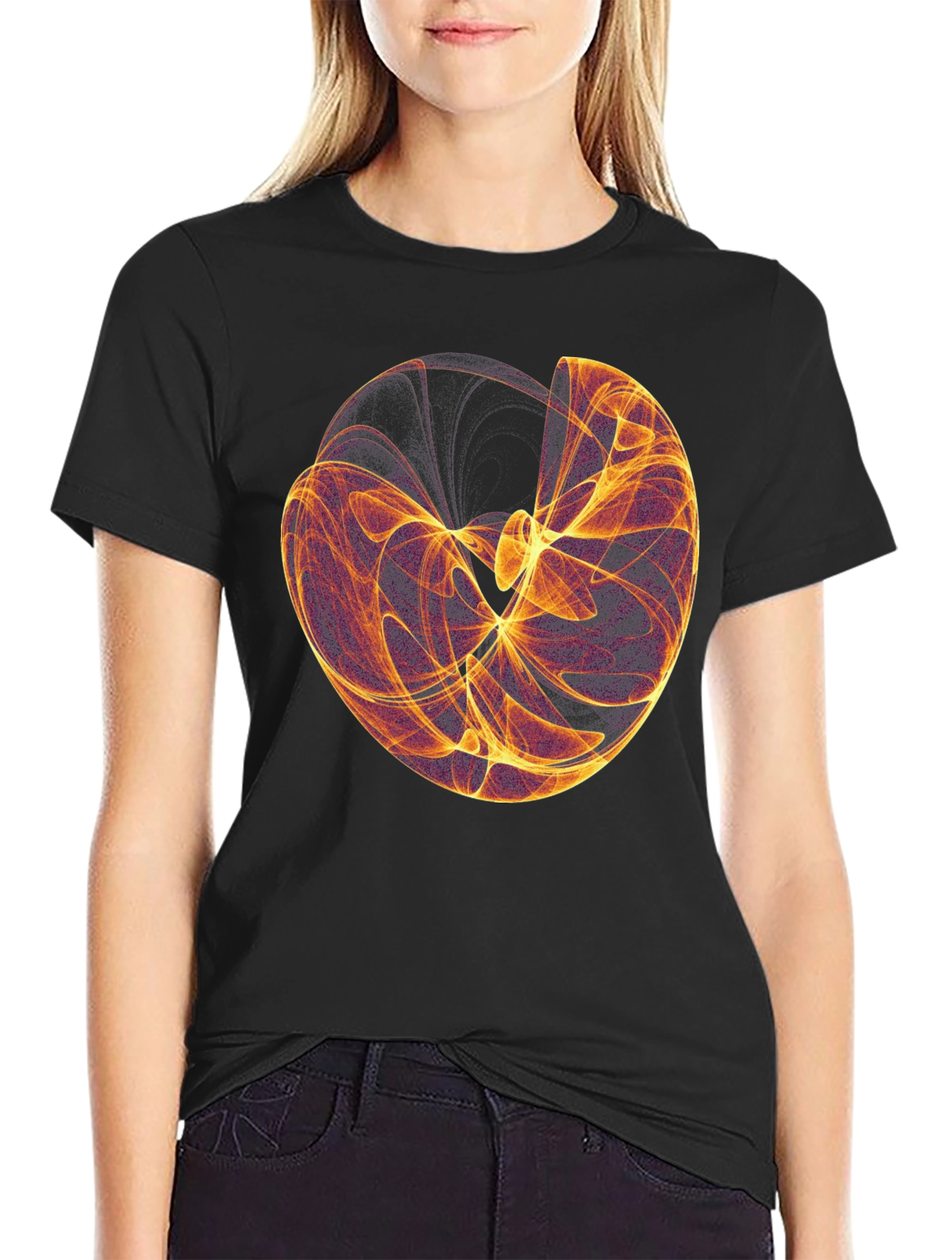 Abstract Sphere Graphic Black T-Shirt