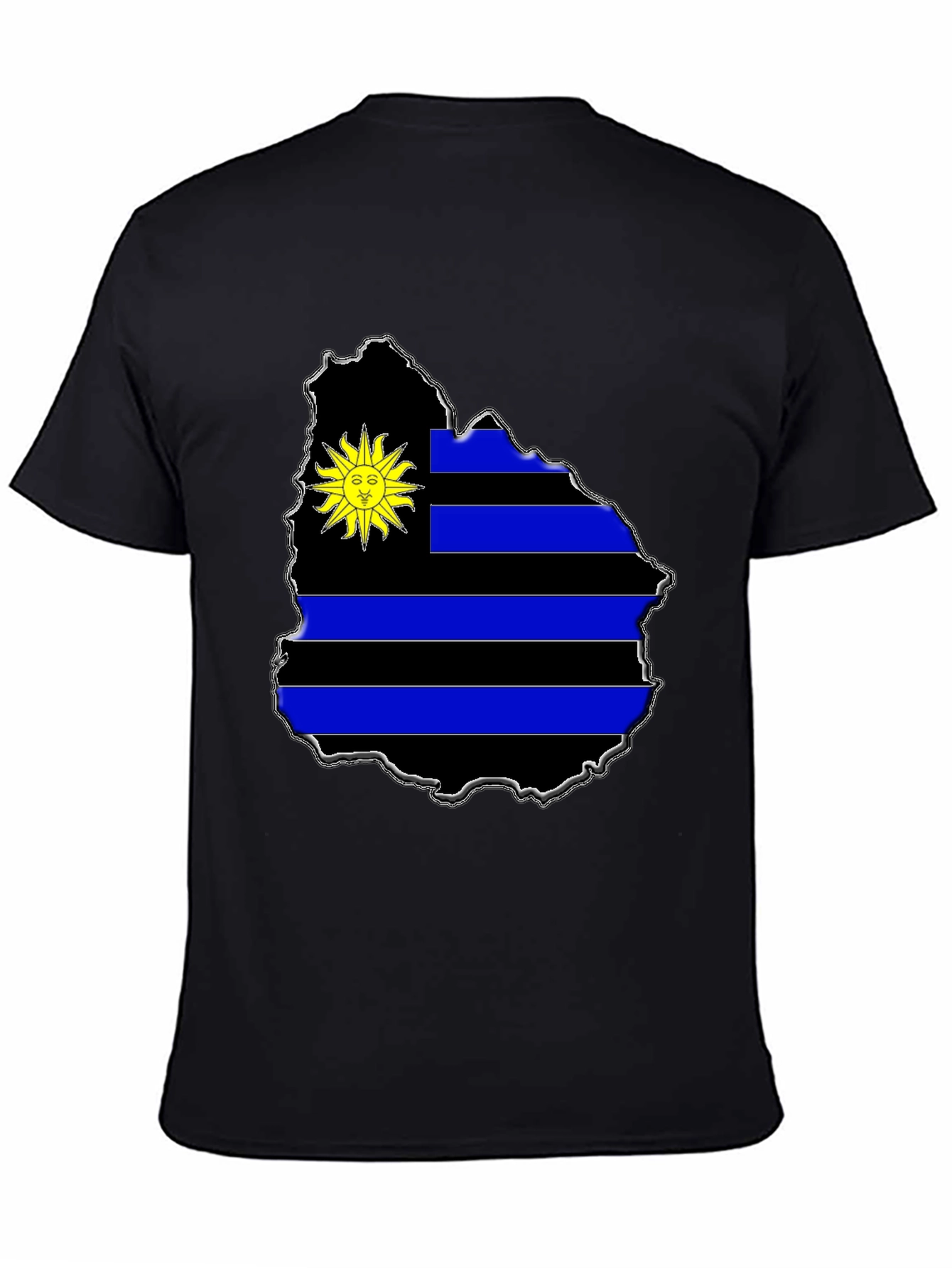 Uruguay Flag Map T-Shirt - Black Graphic Tee