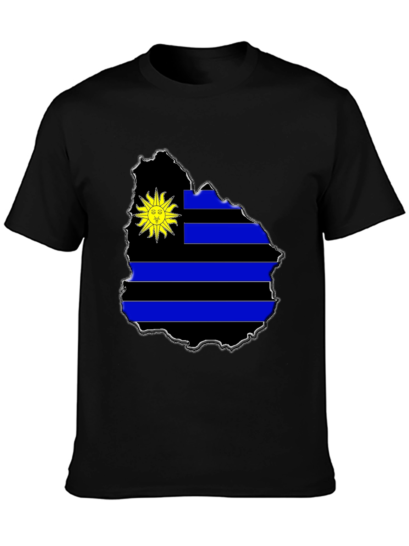 Uruguay Flag Map T-Shirt - Black Graphic Tee