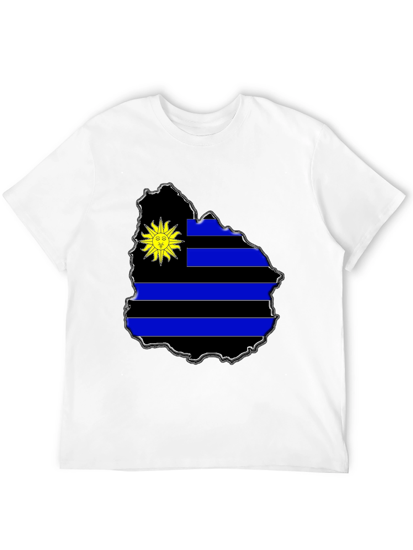 Uruguay Flag Map T-Shirt - Black Graphic Tee
