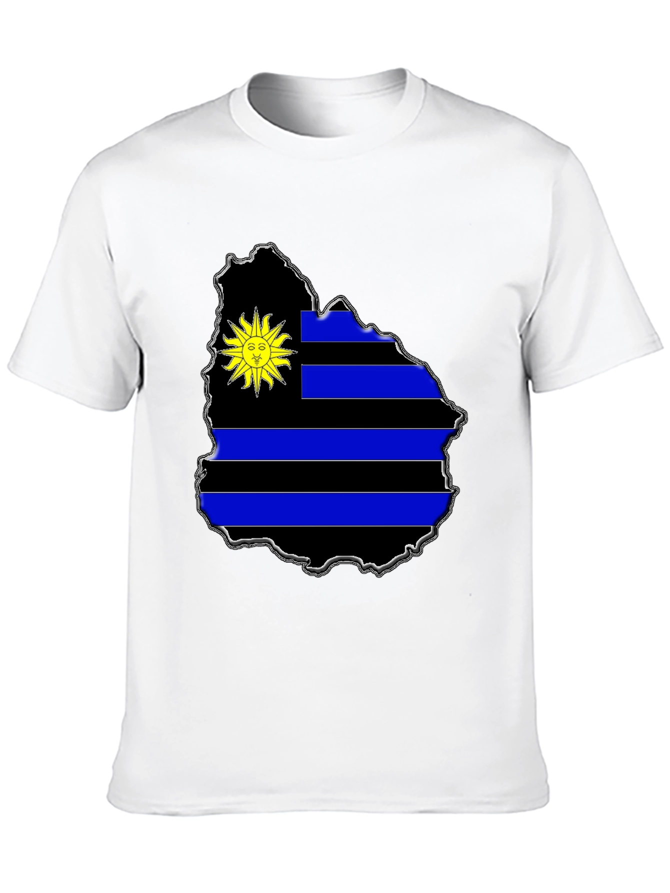 Uruguay Flag Map T-Shirt - Black Graphic Tee