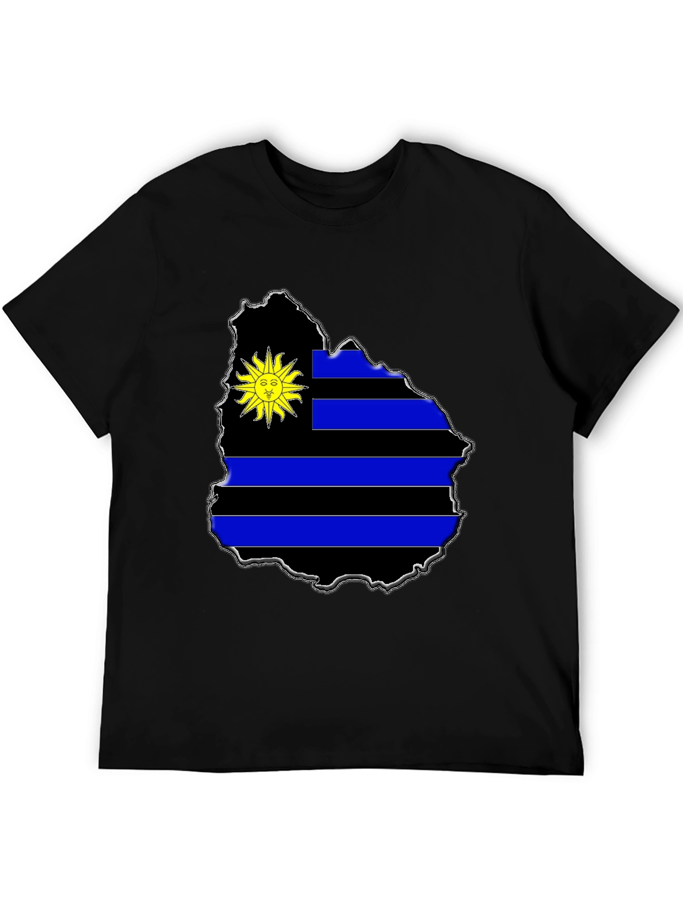 Uruguay Flag Map T-Shirt - Black Graphic Tee