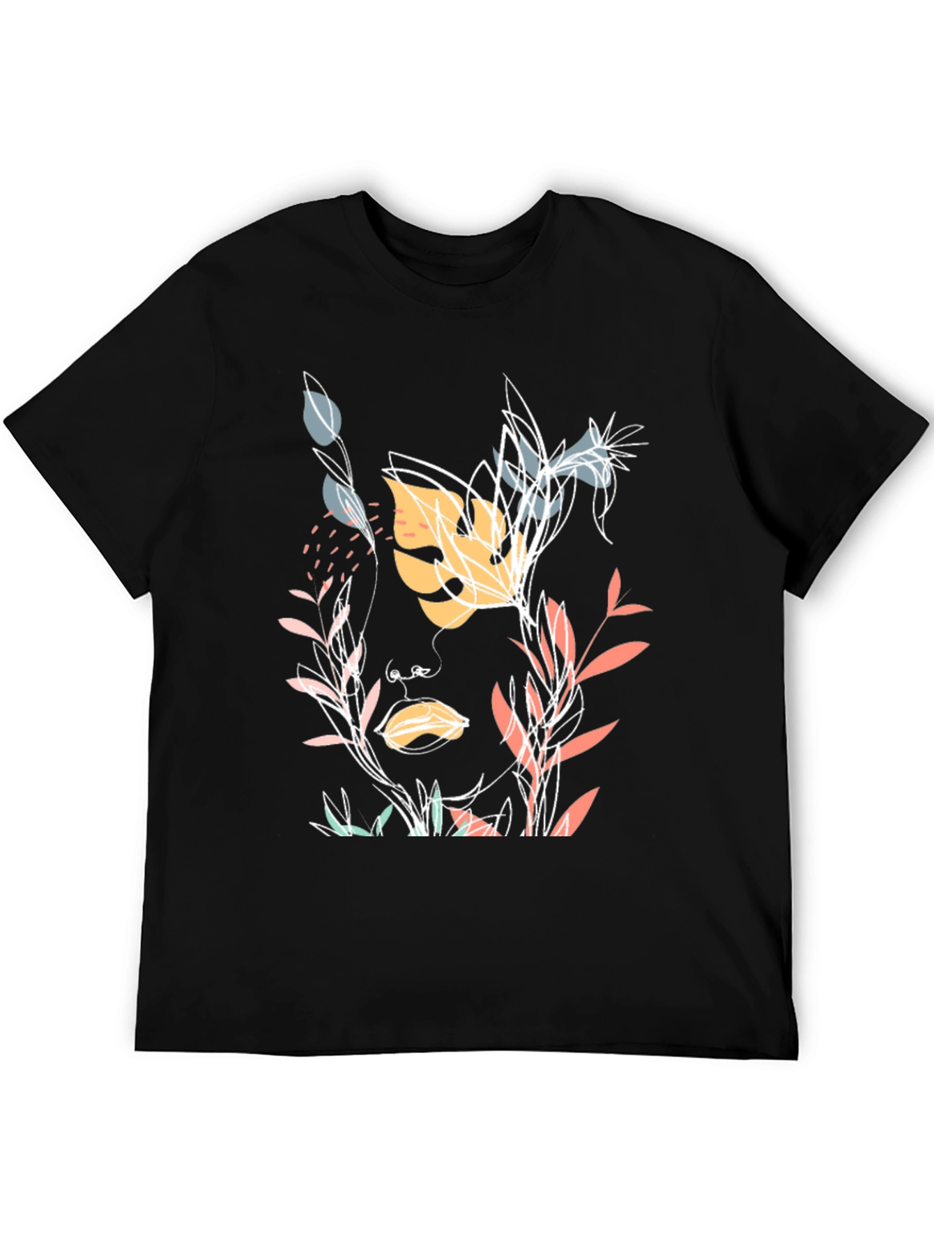 Botanical Face Graphic Black T-Shirt