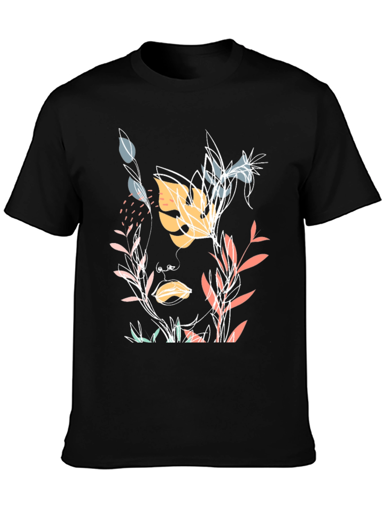 Botanical Face Graphic Black T-Shirt