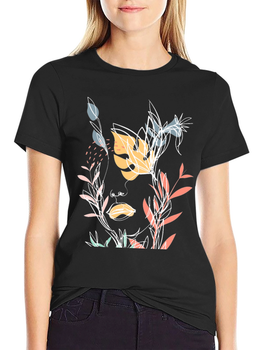 Botanical Face Graphic Black T-Shirt