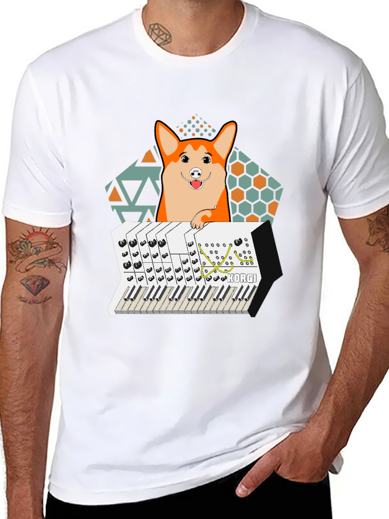 Corgi Keyboardist Graphic Tee