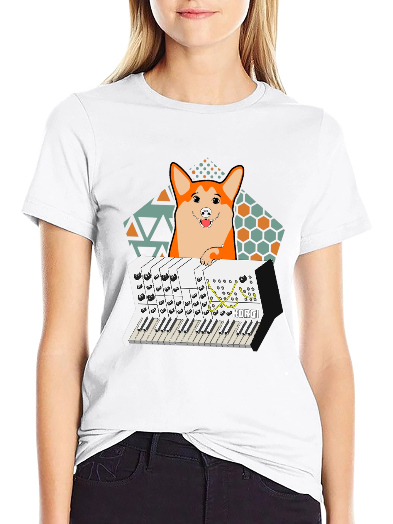 Corgi Keyboardist Graphic Tee