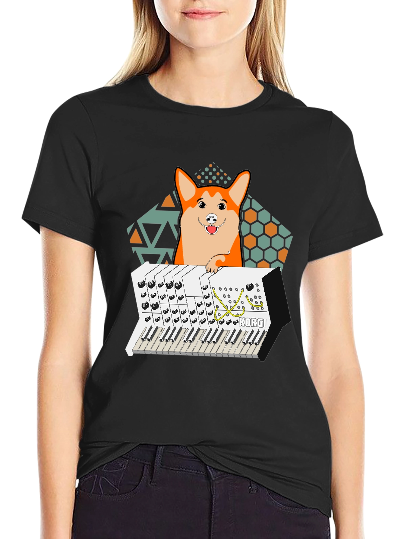 Corgi Keyboardist Graphic Tee