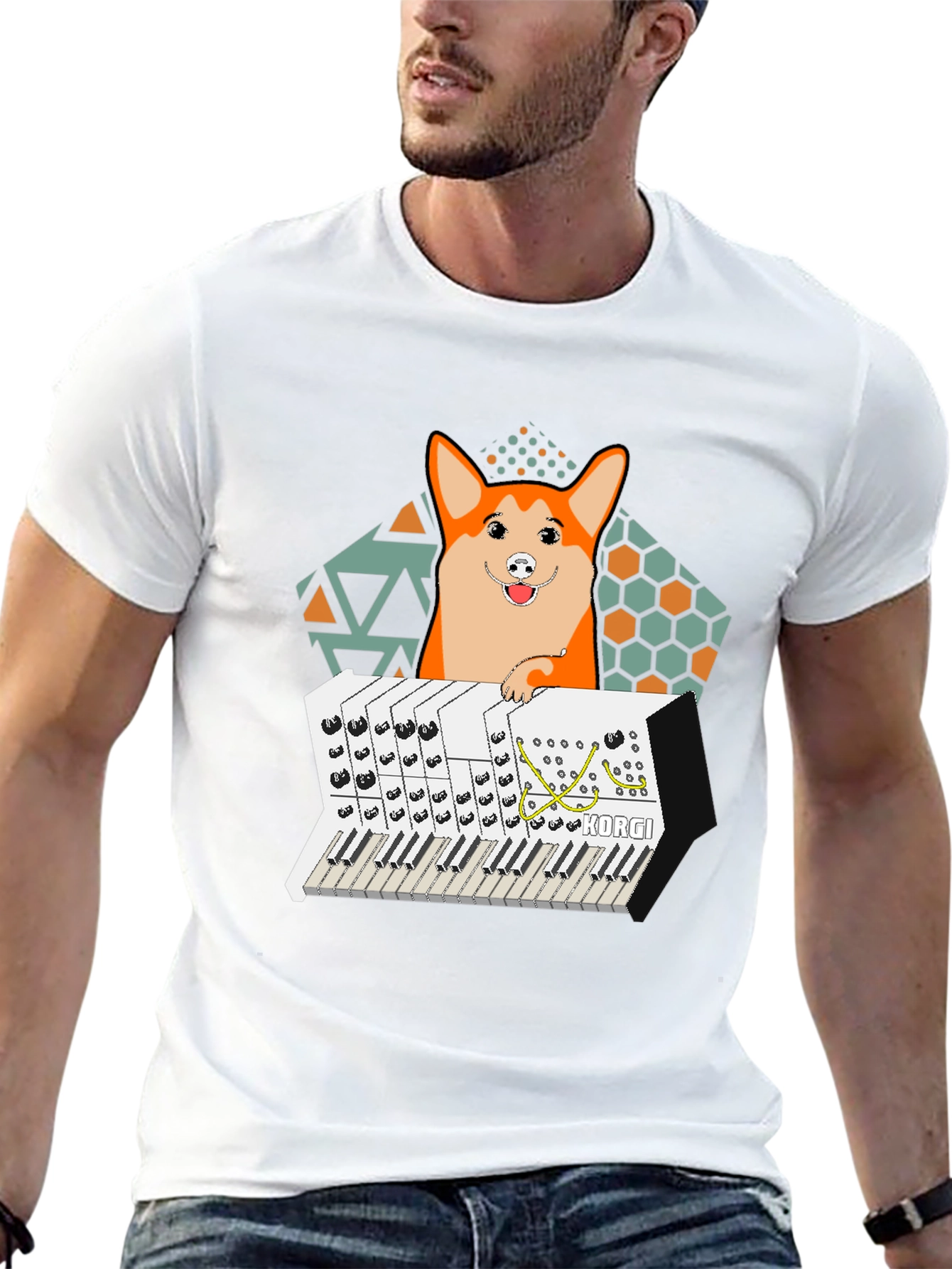 Corgi Keyboardist Graphic Tee