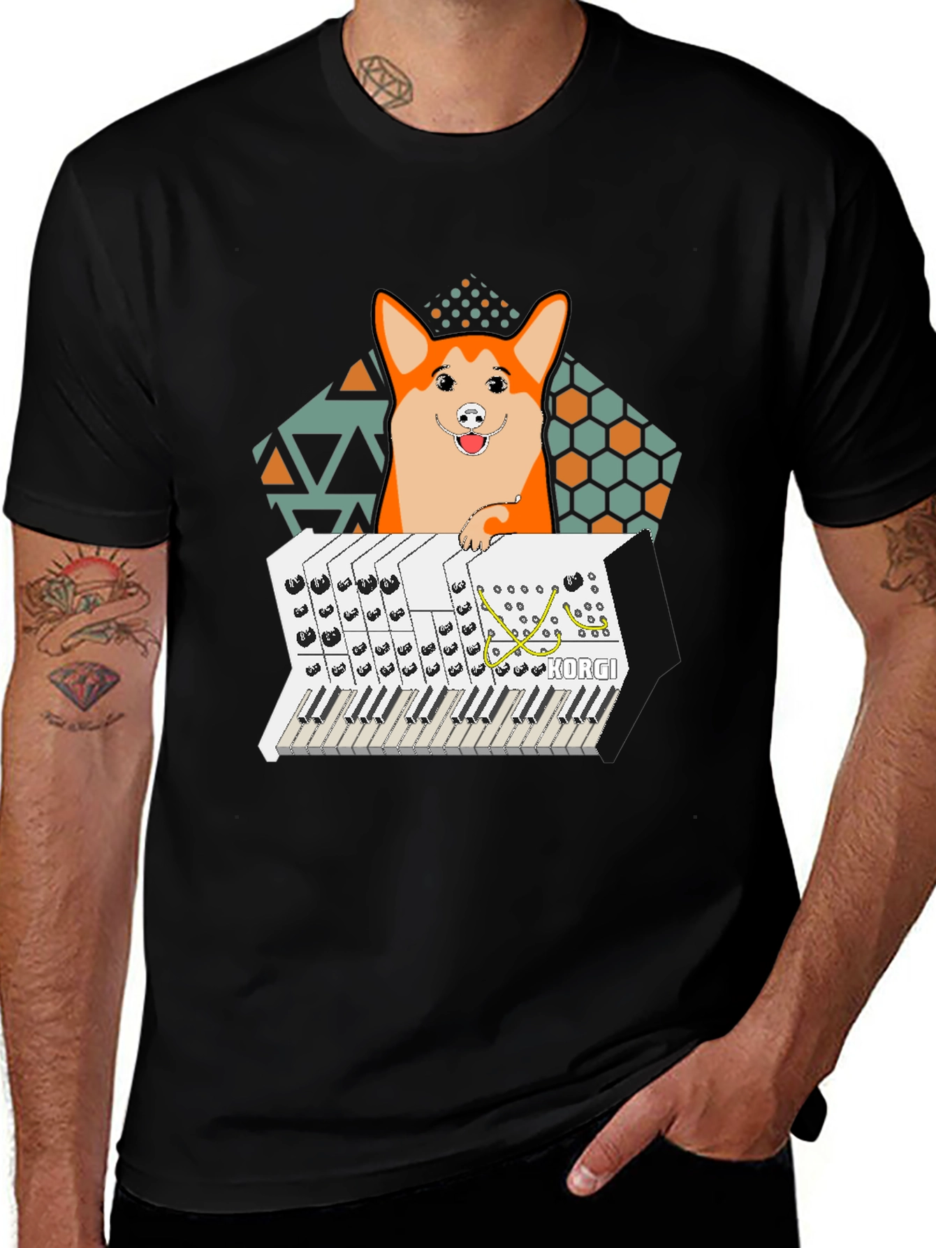 Corgi Keyboardist Graphic Tee