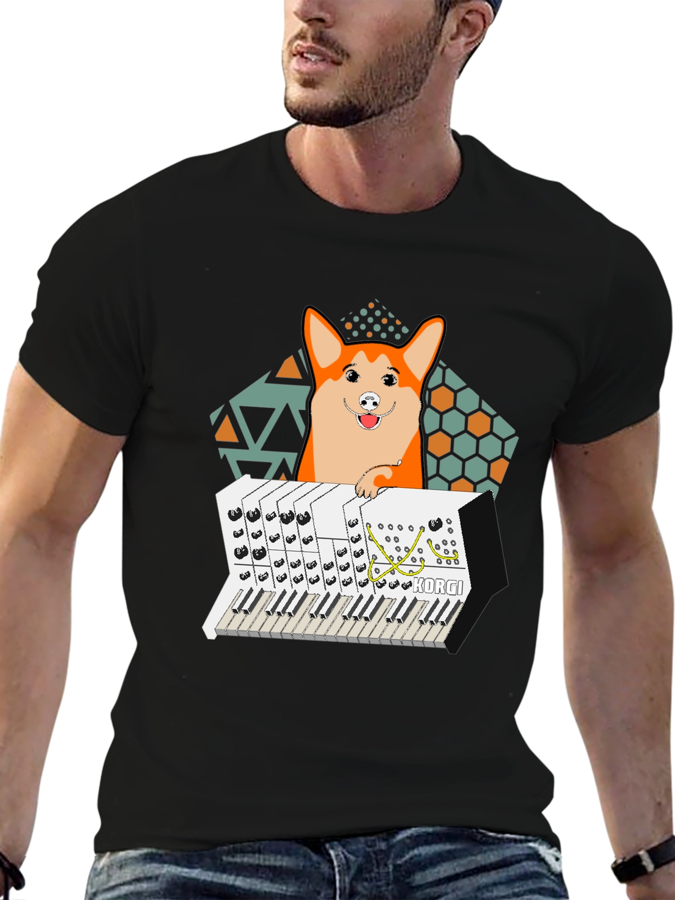 Corgi Keyboardist Graphic Tee