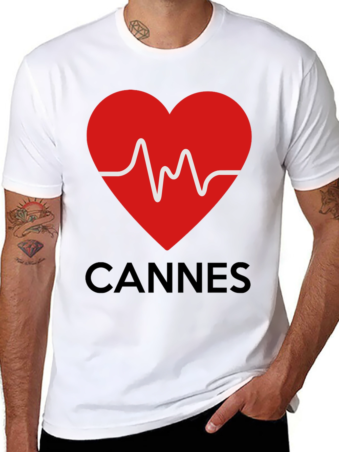 Cannes Heartbeat Graphic Tee - Stylish Black T-Shirt