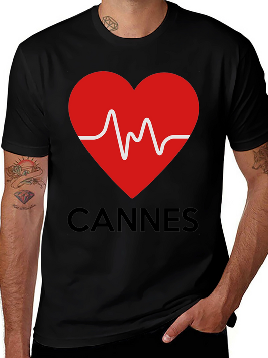 Cannes Heartbeat Graphic Tee - Stylish Black T-Shirt