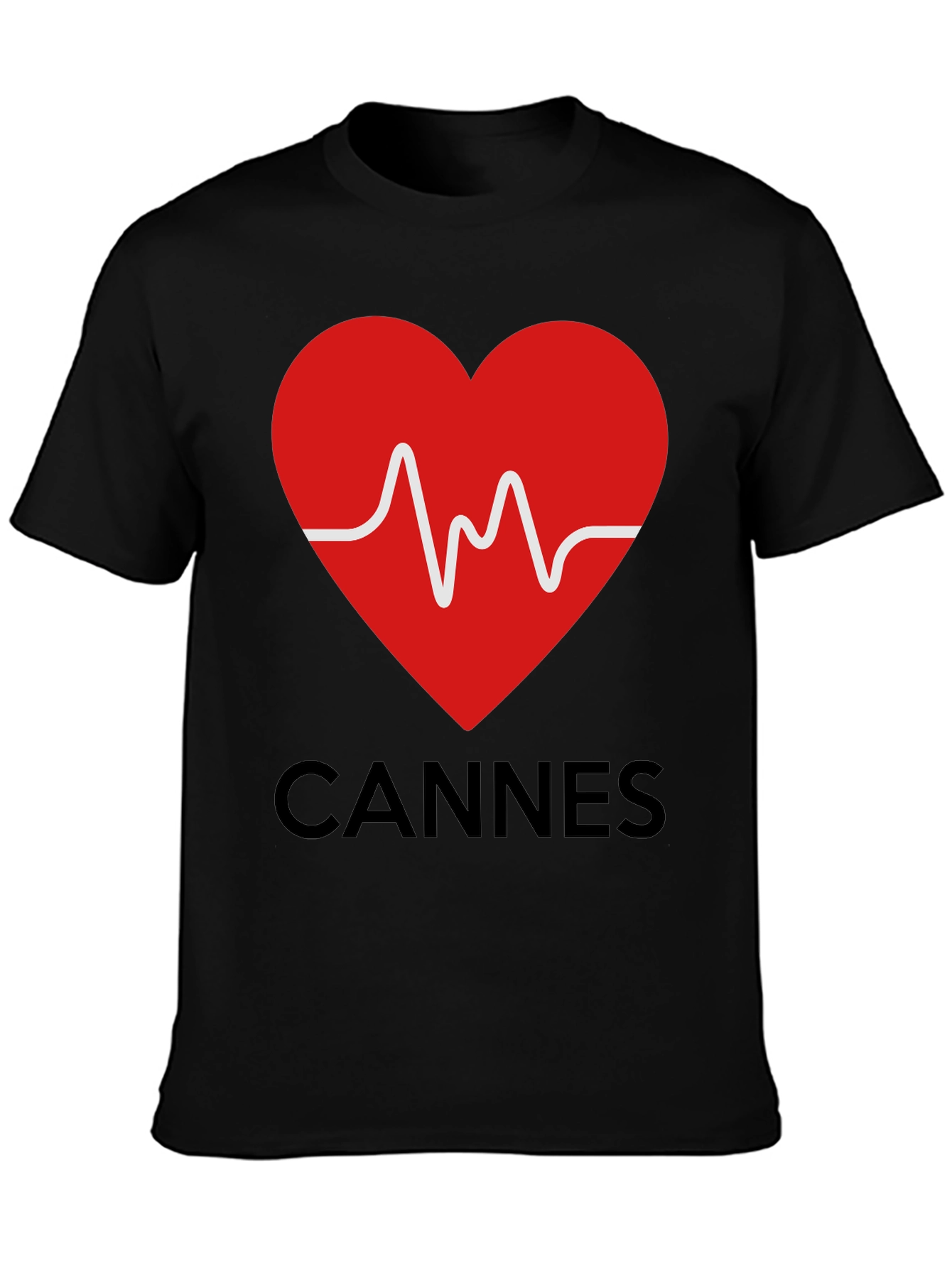 Cannes Heartbeat Graphic Tee - Stylish Black T-Shirt