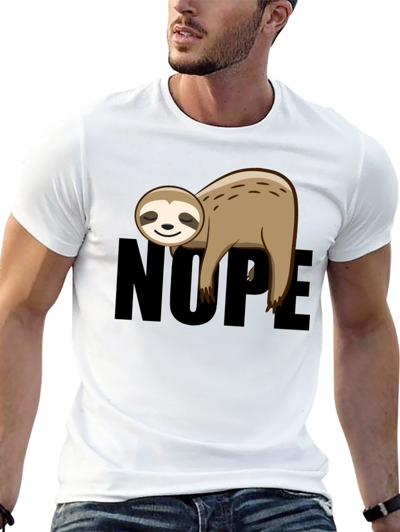 Nope Sloth Graphic T-Shirt - Relaxed Fit