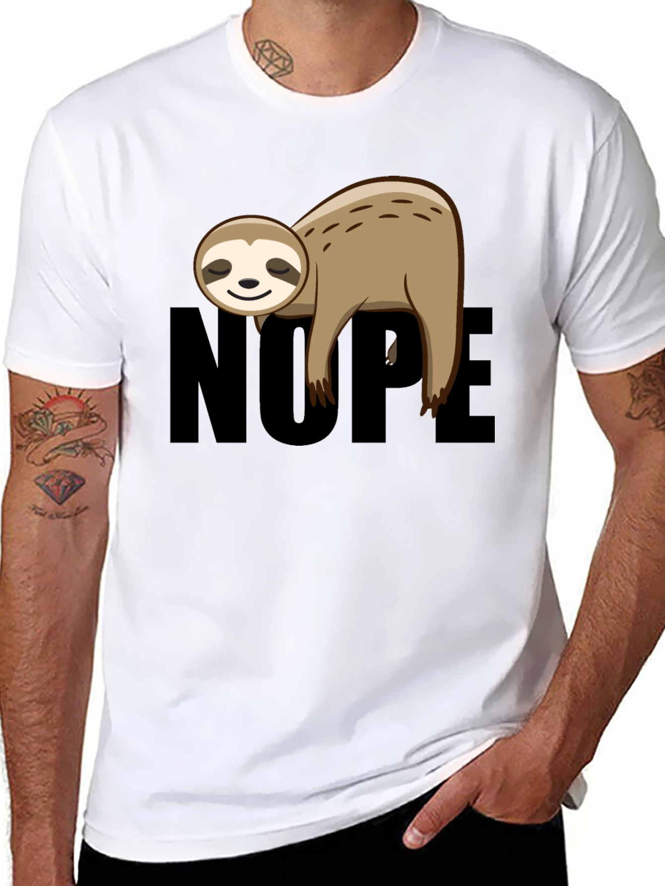 Nope Sloth Graphic T-Shirt - Relaxed Fit