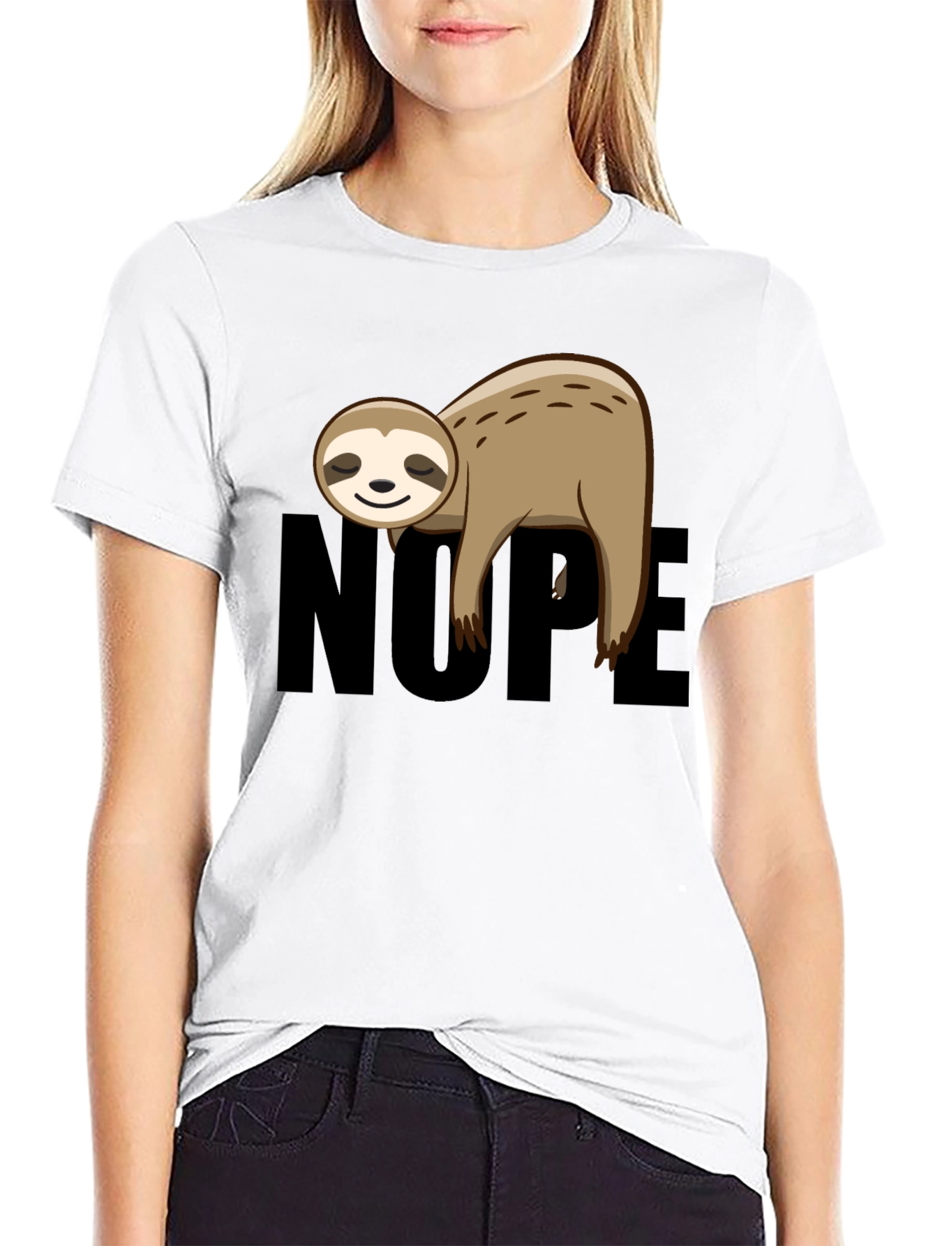 Nope Sloth Graphic T-Shirt - Relaxed Fit