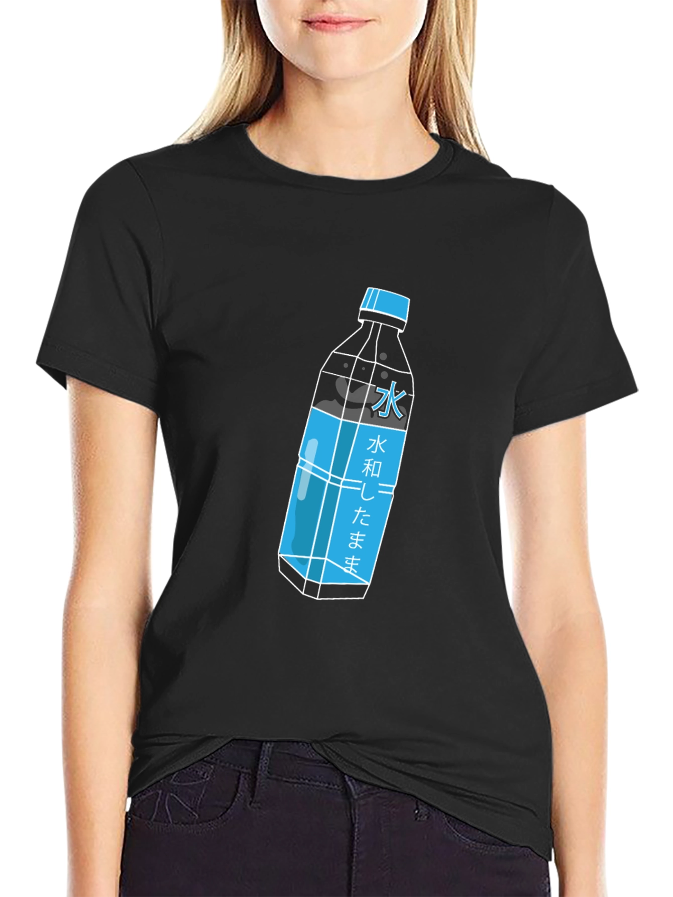 Cool Graphic Tee - Japanese Water Bottle Print