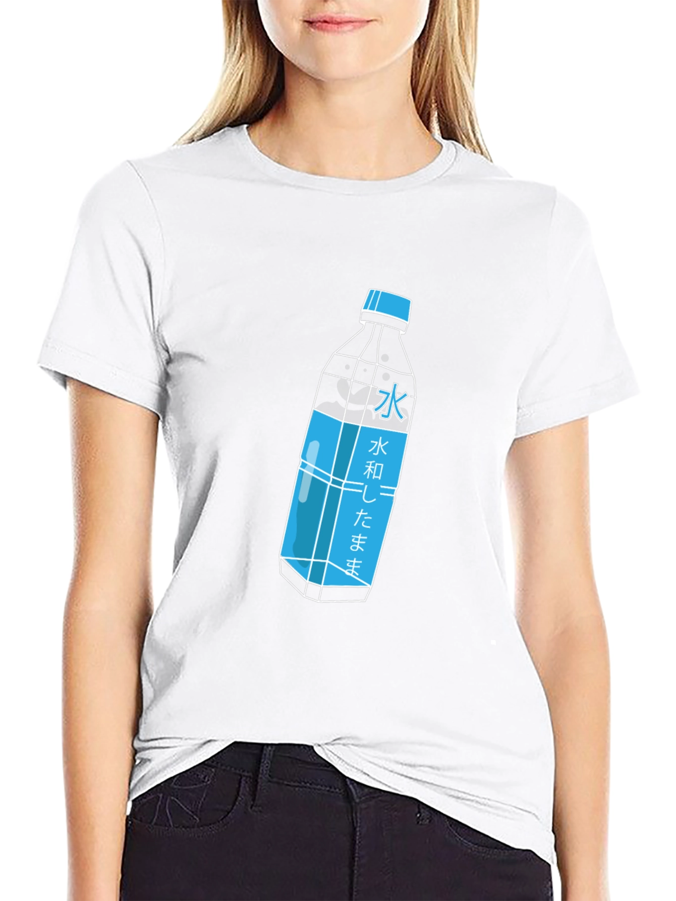 Cool Graphic Tee - Japanese Water Bottle Print